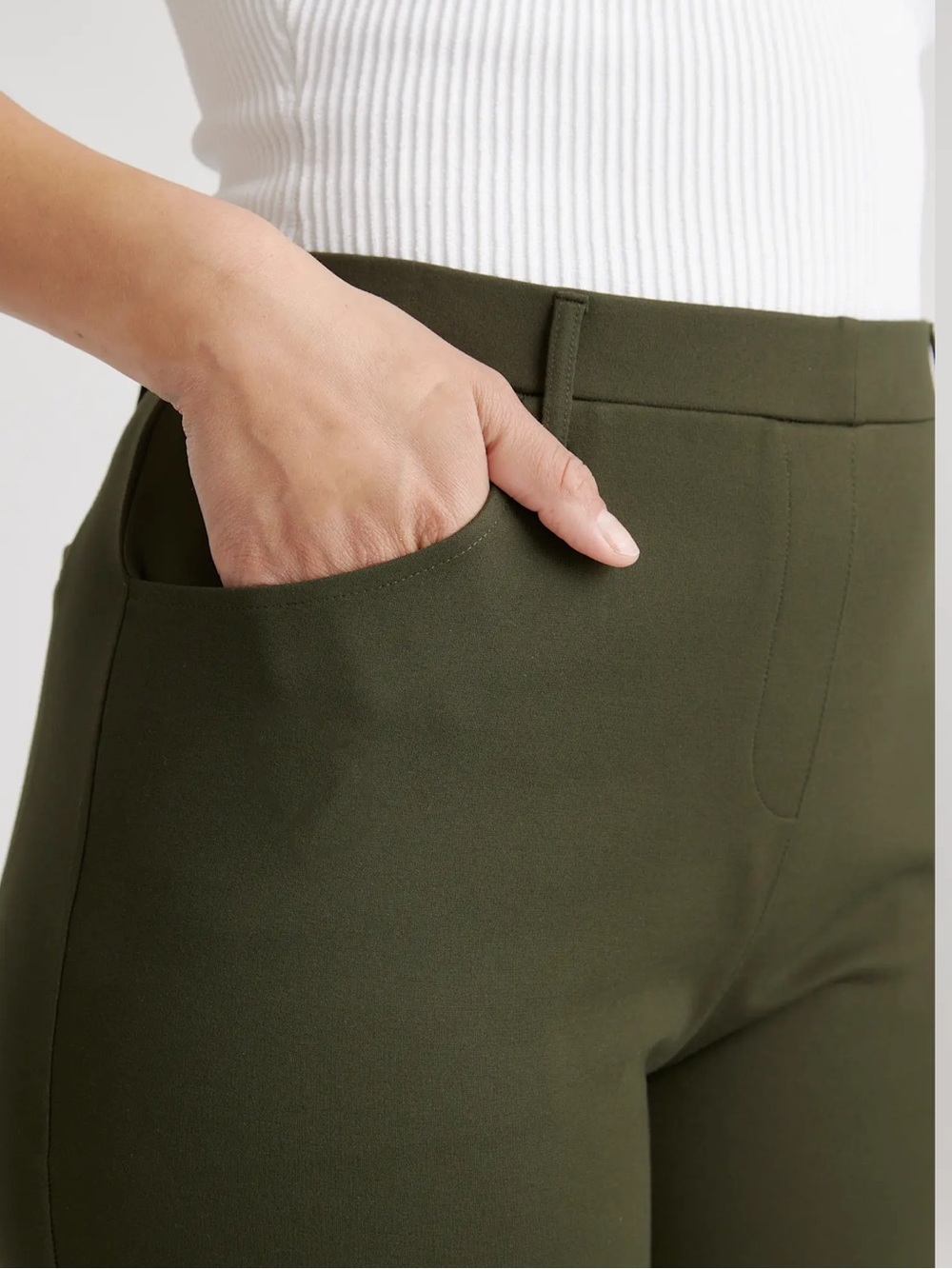 Quince Olive Straight-Leg Ponte Pants size L